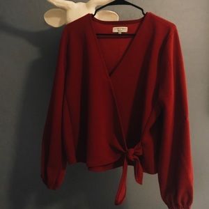 Lovely Red Wrap Blouse by Madewell